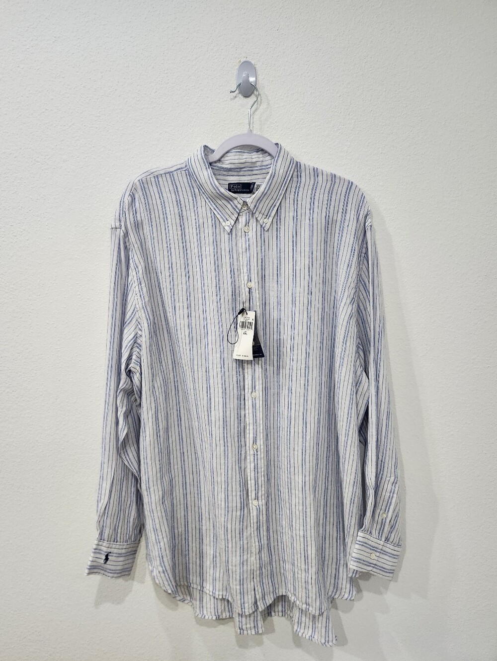 Polo Ralph Lauren Oversized Fit Linen Striped Shirt Womens Size XXL NWT
